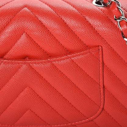 Chanel Caviar Chevron Quilted Mini Rectangular Flap Red 9 of 12