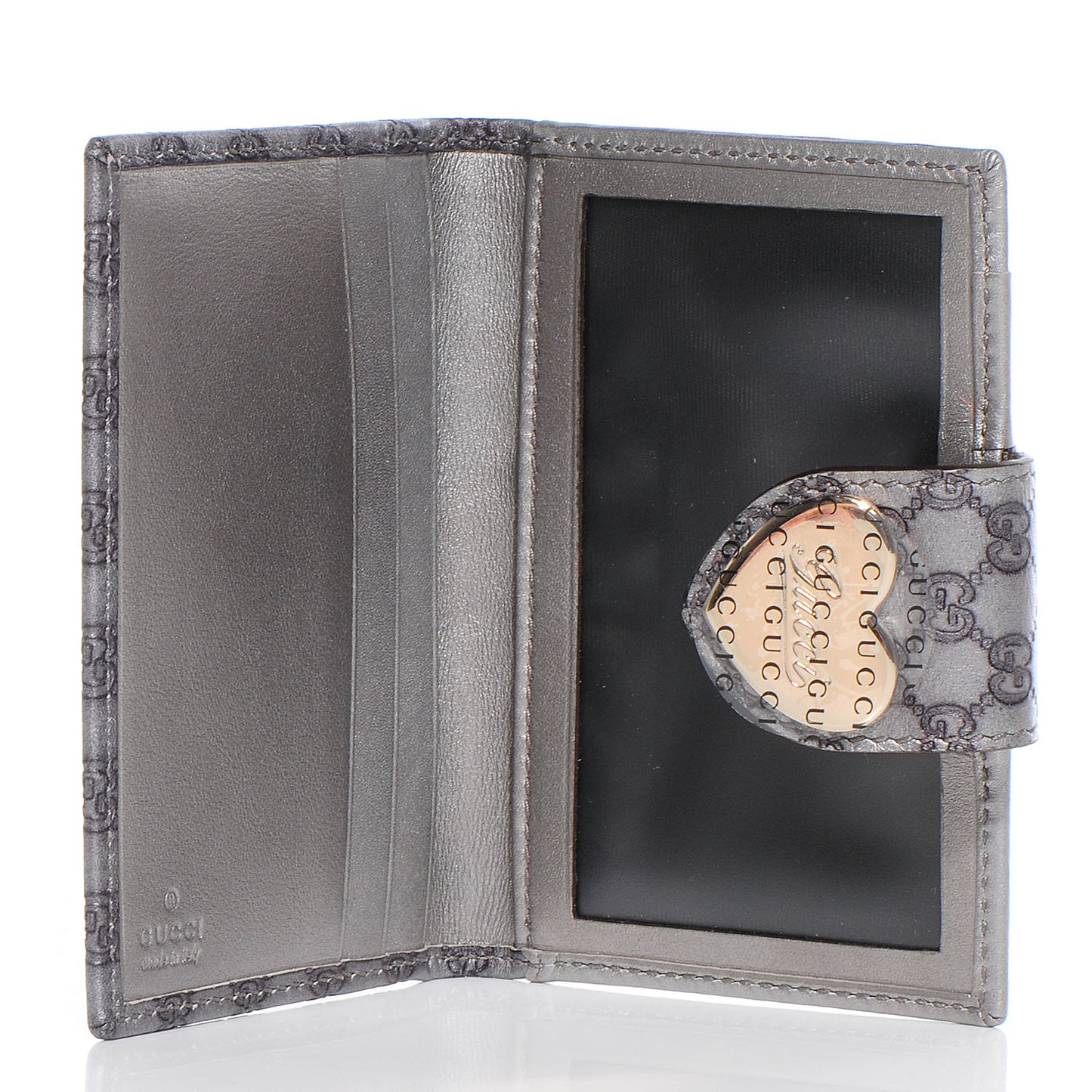 Microguccissima Heart Travel Wallet Silver
