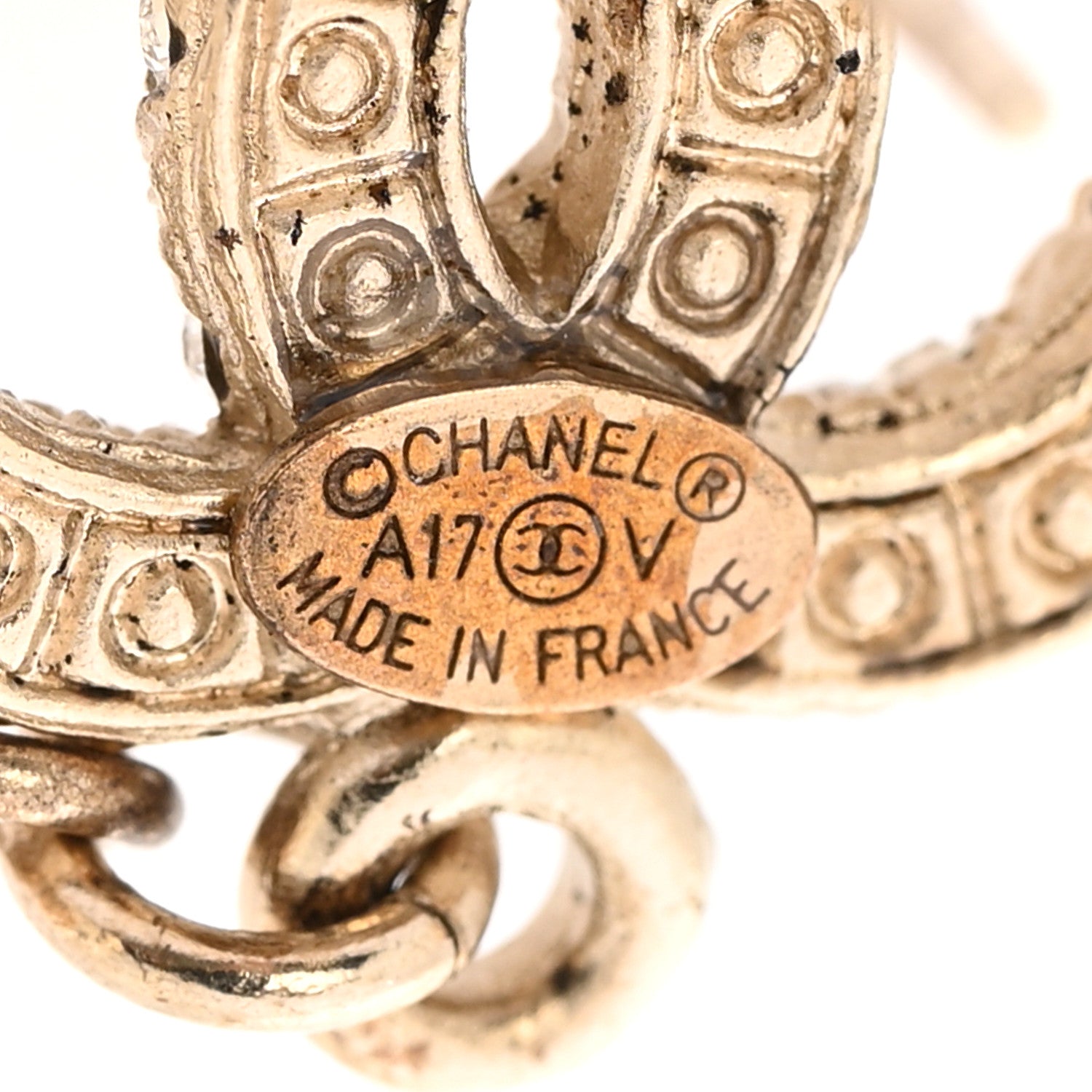 Chanel Crystal Pearl CC Drop Earrings Gold 4 of 6