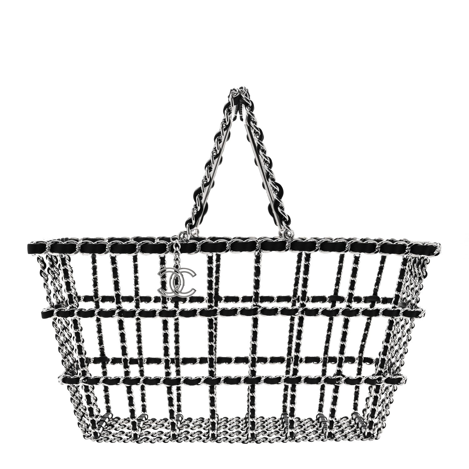 Chanel Brass Calfskin Large Grocery By Chanel Shopping Basket Silver 1 of 8