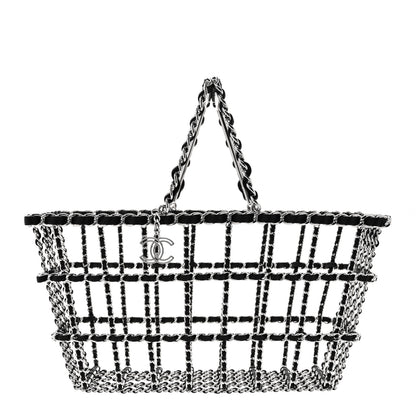 Chanel Brass Calfskin Large Grocery By Chanel Shopping Basket Silver 1 of 8