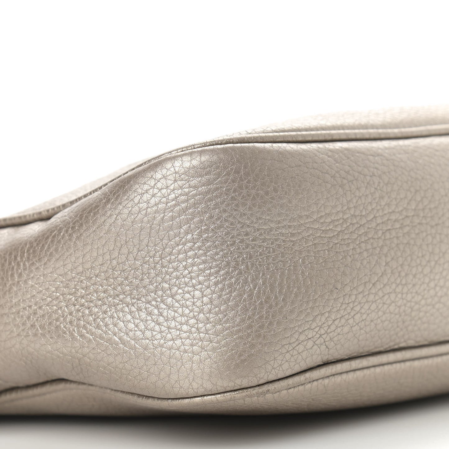 Metallic Pebbled Calfskin Small Soho Disco Bag Golden Beige