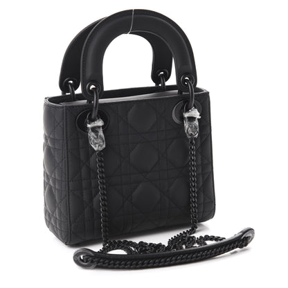Christian Dior Ultra Matte Calfskin Cannage Mini Lady Dior Black 3 of 11