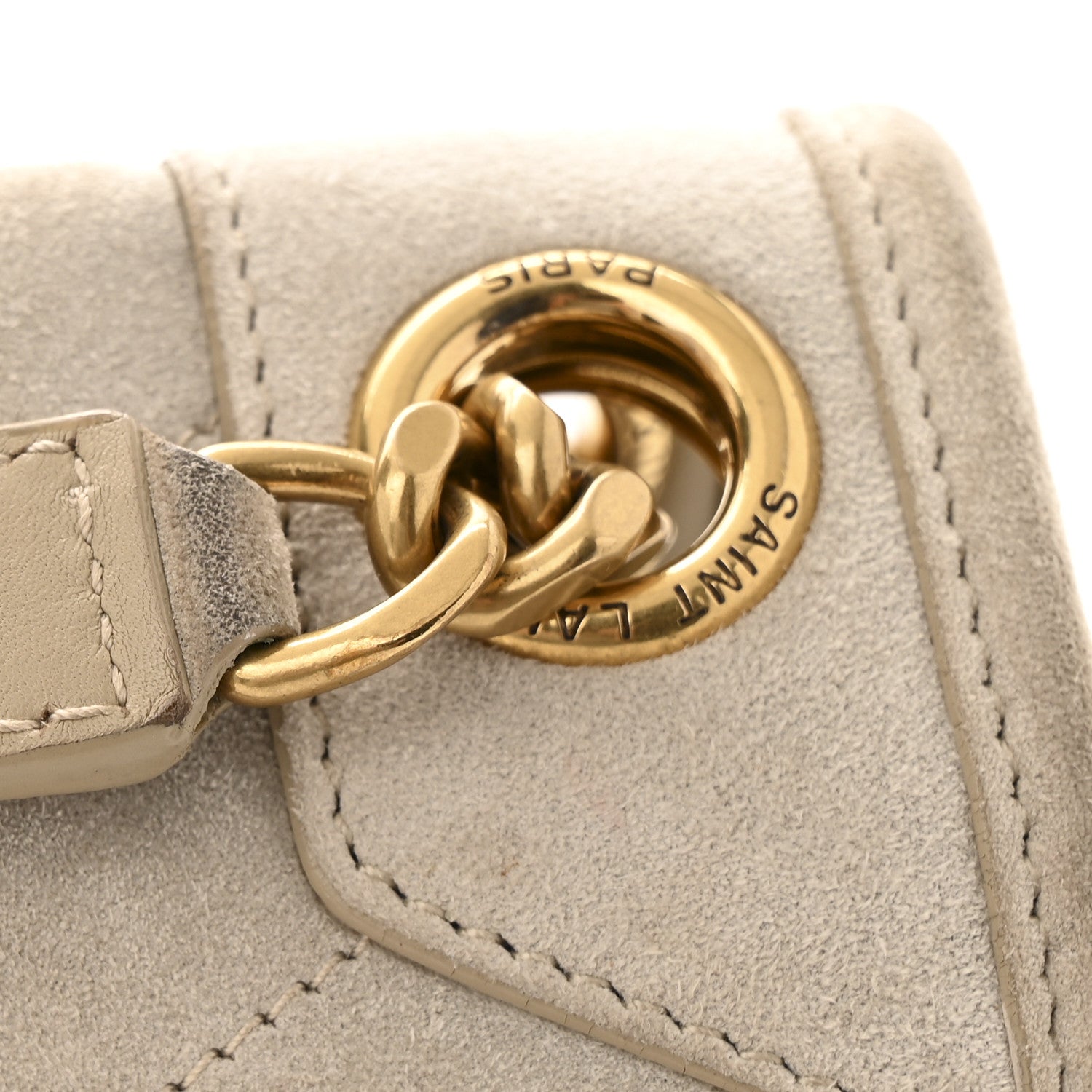 Saint Laurent Suede Monogram Medium Niki Chain Satchel Light Beige 13 of 15
