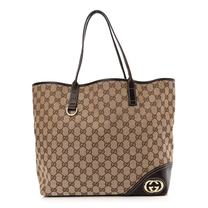 Gucci Monogram Large New Britt Tote Brown 1 of 13
