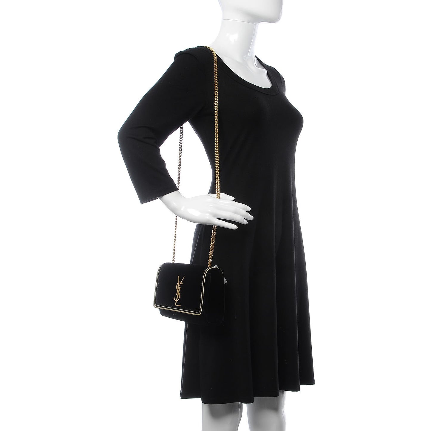 Velvet Embroidered Small Monogram Kate Satchel Black