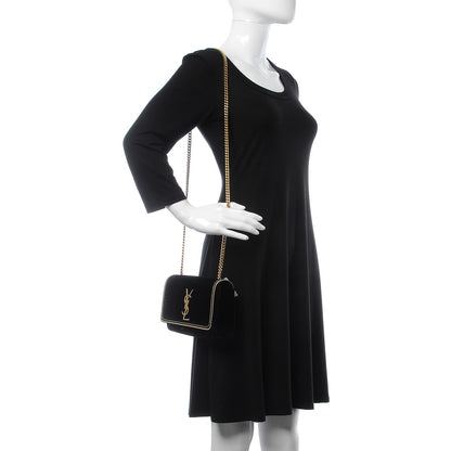 Saint Laurent Velvet Embroidered Small Monogram Kate Satchel Black 2 of 8