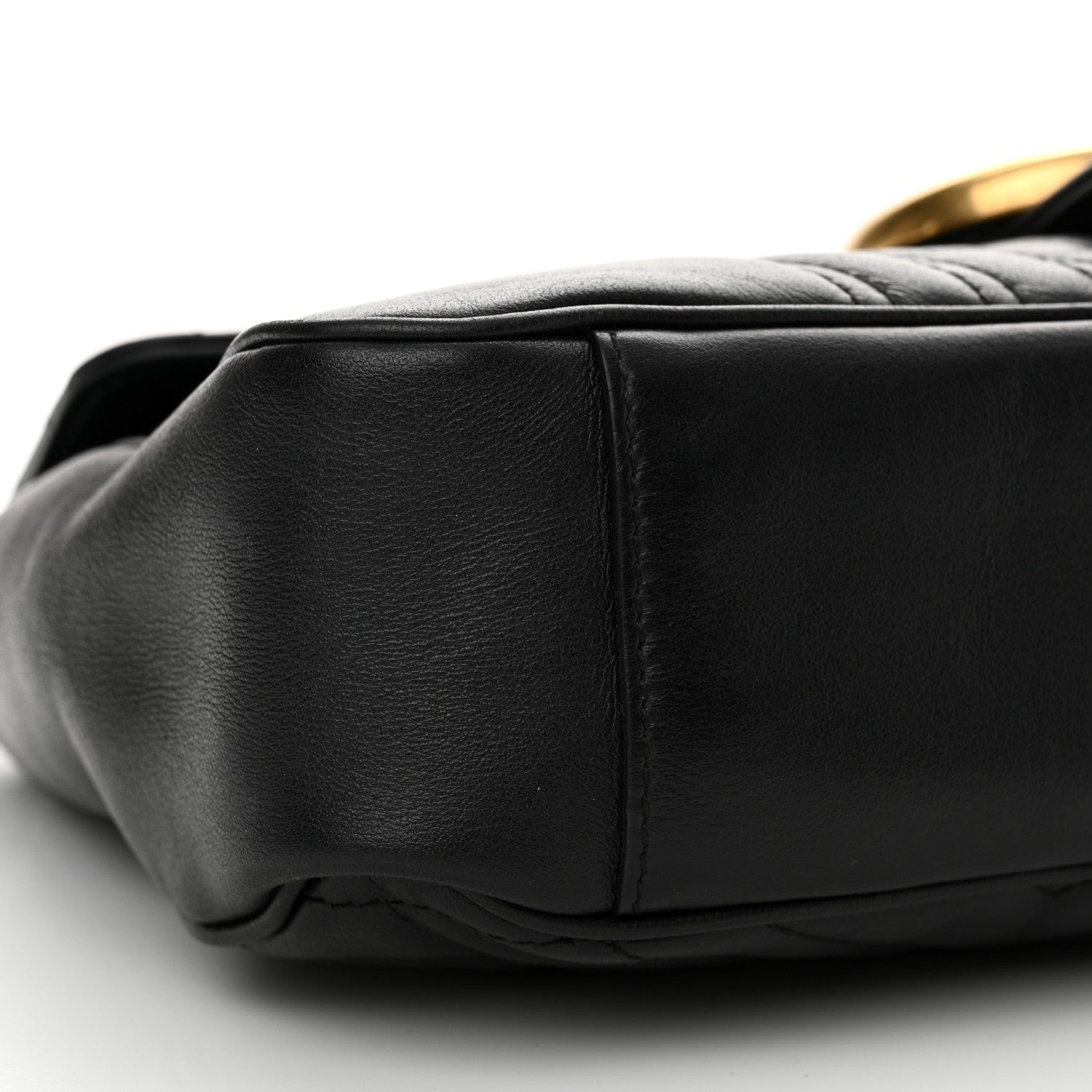 Gucci Calfskin Matelasse Medium GG Marmont Shoulder Bag Black 9 of 14