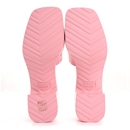 Gucci Rubber Gucci Logo Womens Platform 20/60mm Slide Sandals 37 Wild Rose 6 of 9