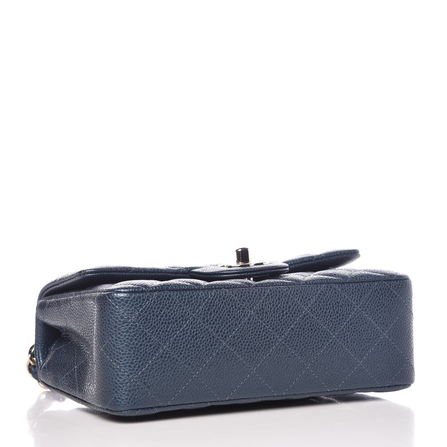 Chanel Metallic Caviar Quilted Mini Rectangular Flap Dark Blue 4 of 9