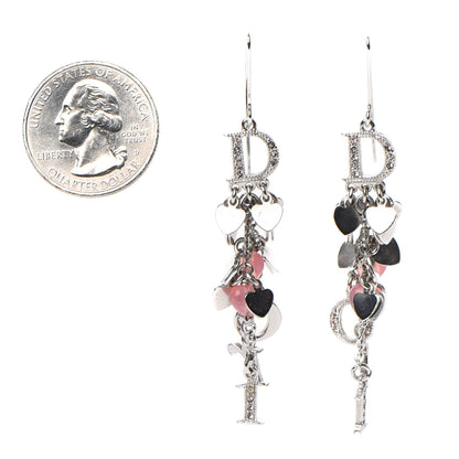 Christian Dior Heart Earrings Silver Pink 2 of 4