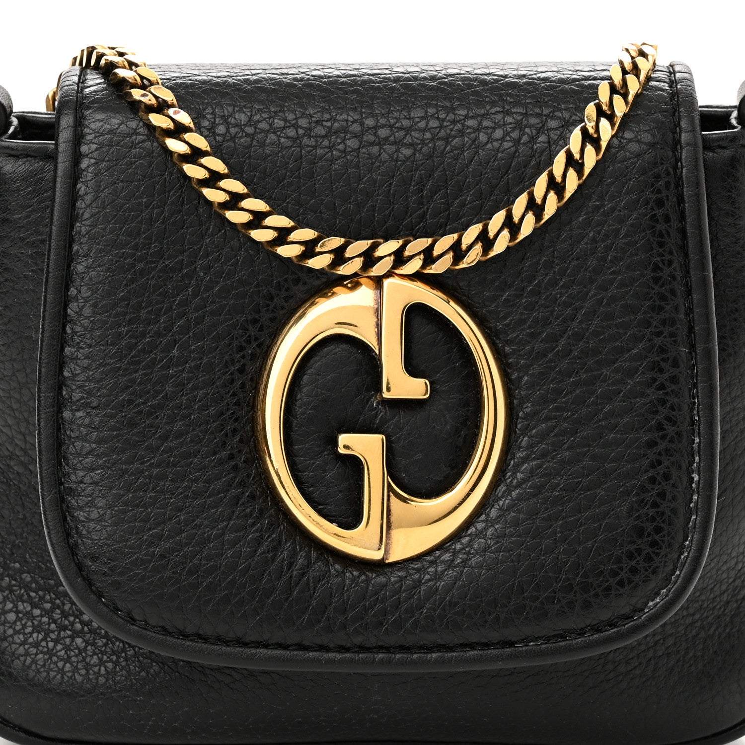 Gucci Pebbled Calfskin Small 1973 Chain Shoulder Bag Black 8 of 13