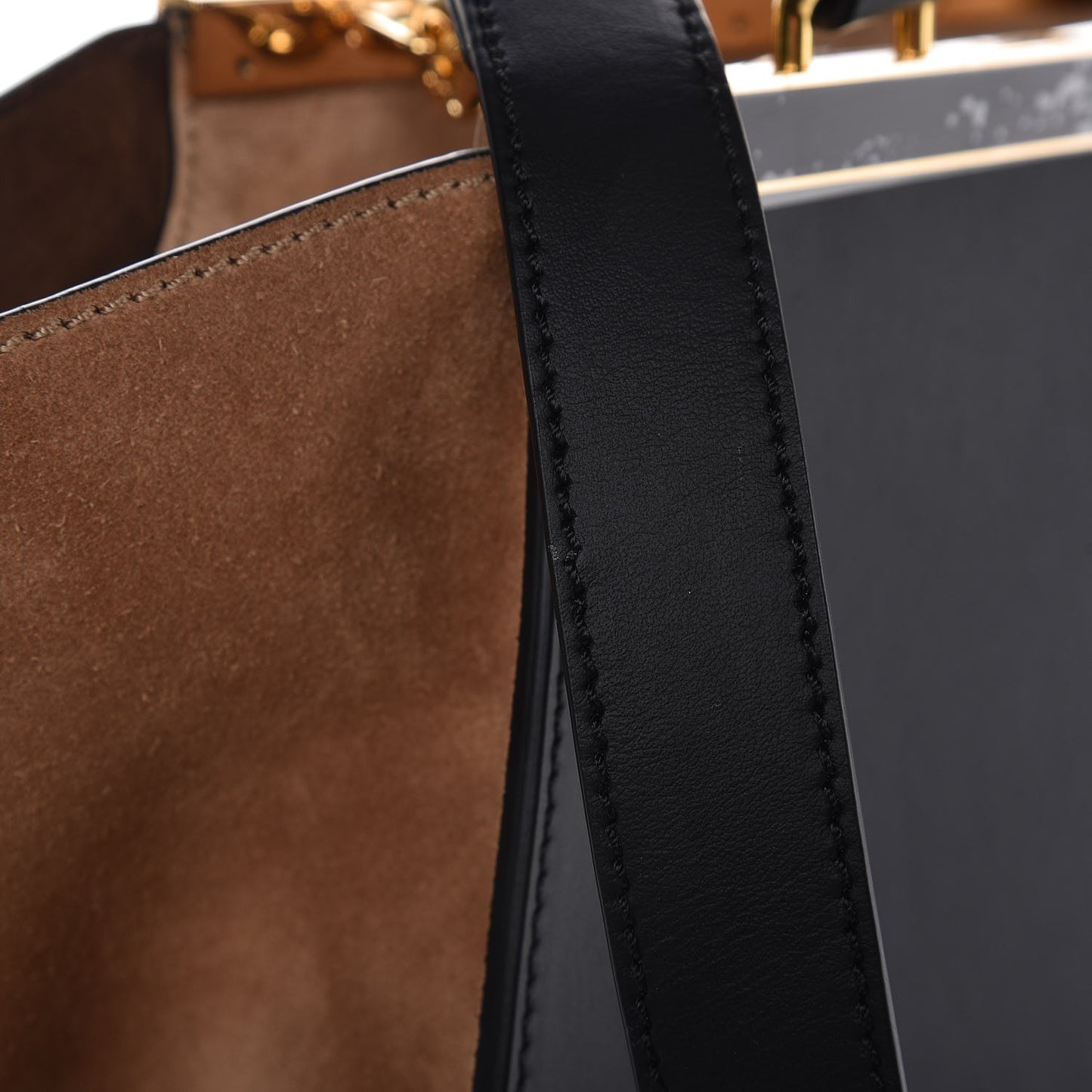 Vitello Baltico Suede Petite 3Jours Tote Black Marrone Chiaro