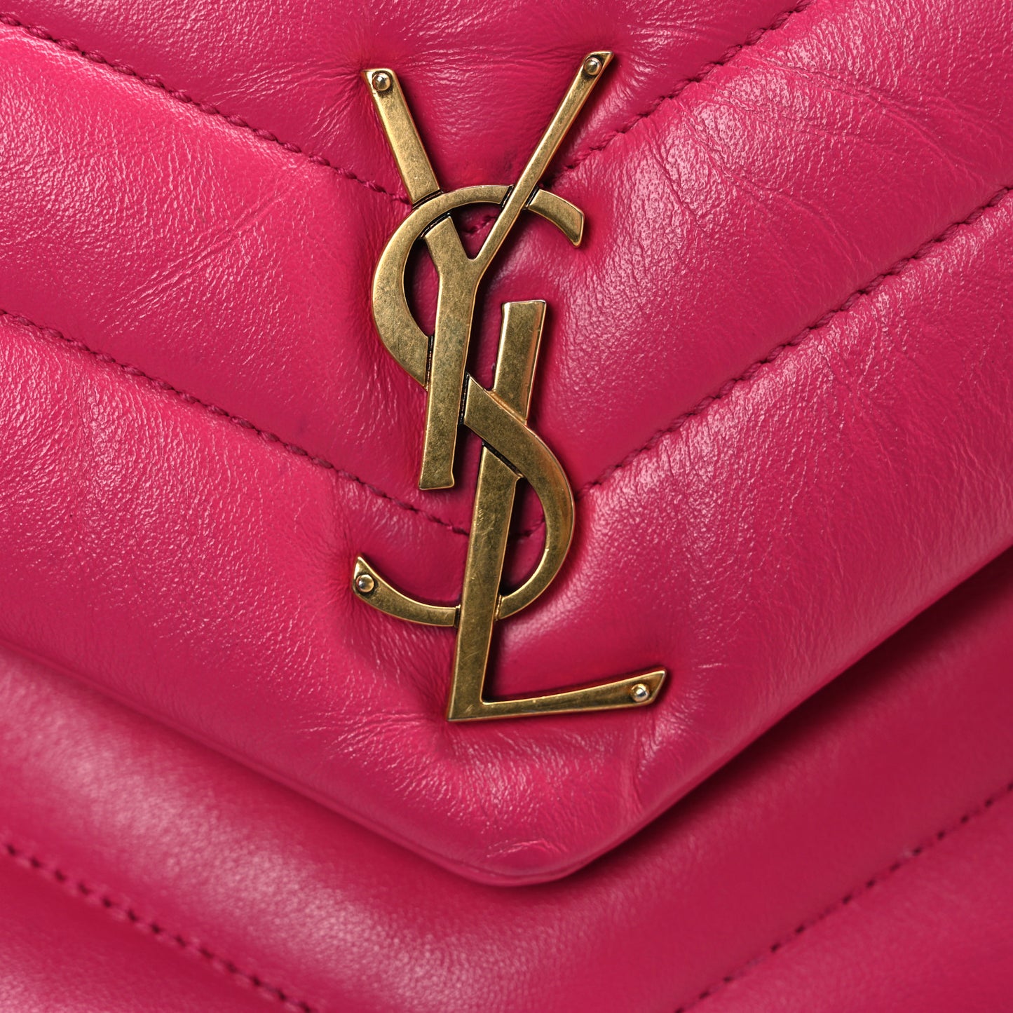 Calfskin Y Quilted Monogram Small Loulou Chain Satchel Fresh Fuchsia