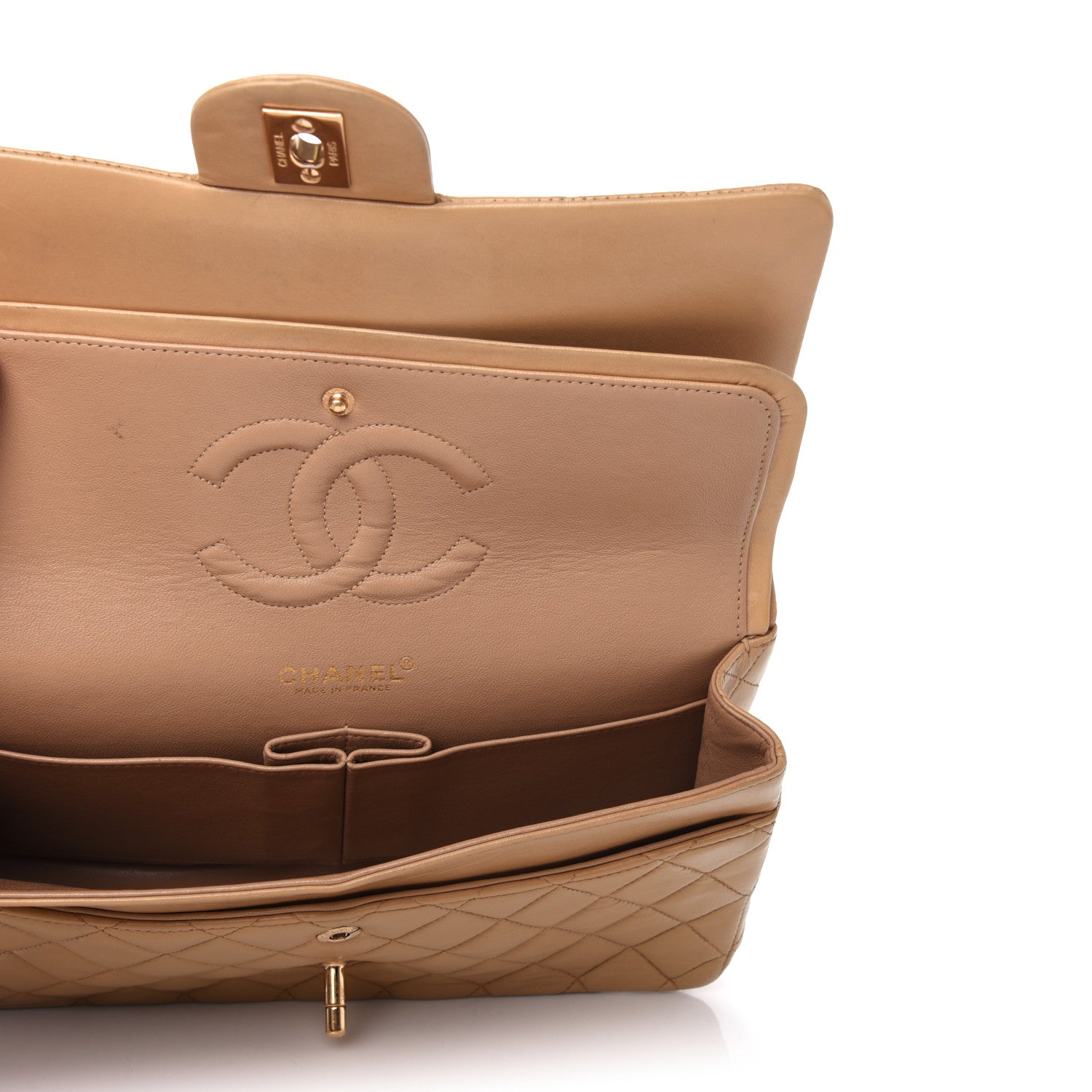 Chanel Lambskin Quilted Medium Double Flap Beige 8 of 13