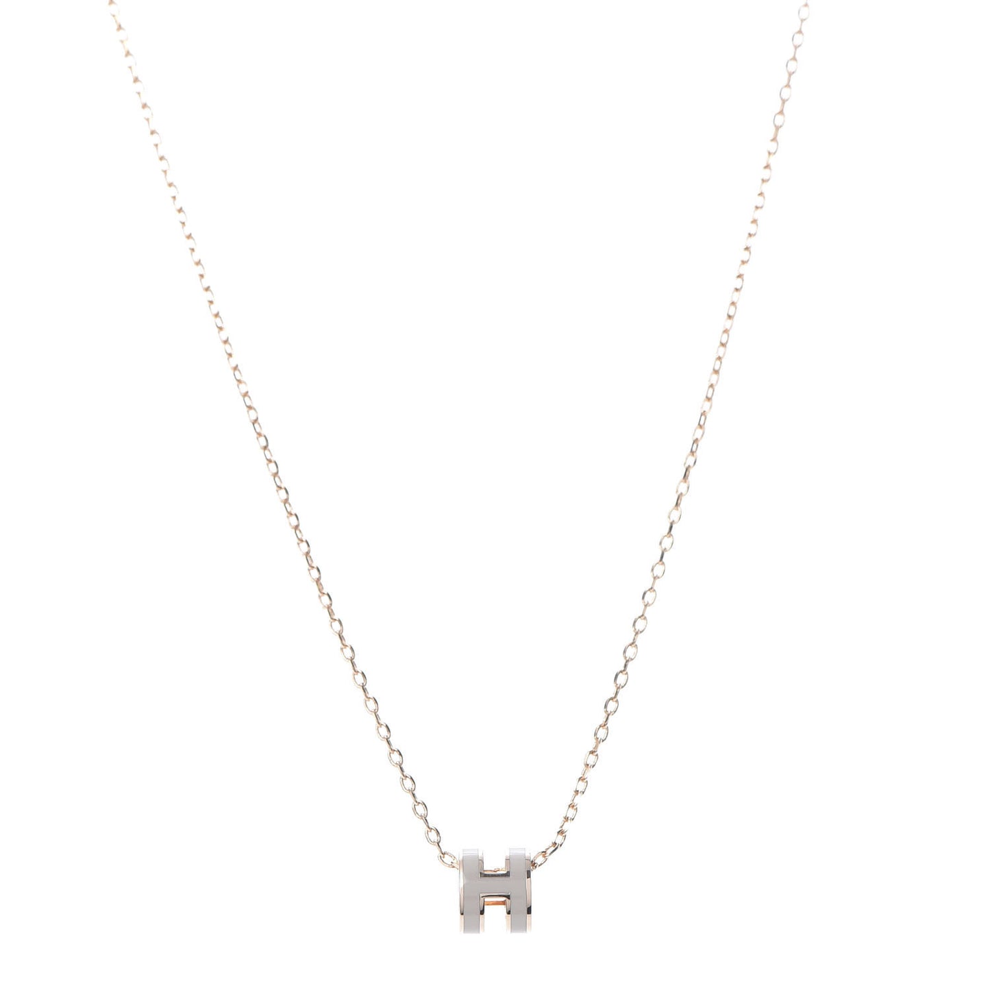 Lacquered Rose Gold Pop H Pendant Necklace Marron Glace