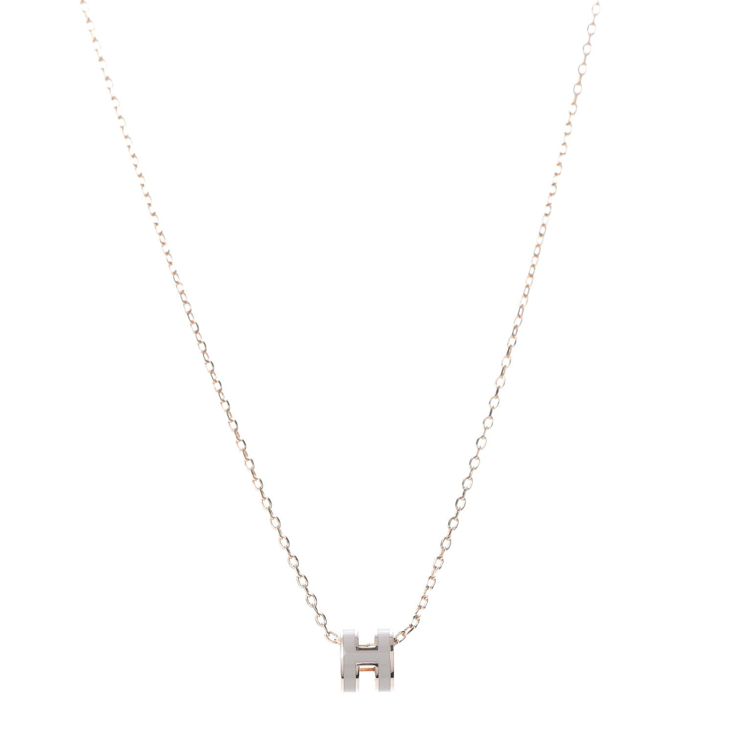Hermes Lacquered Rose Gold Pop H Pendant Necklace Marron Glace 1 of 5