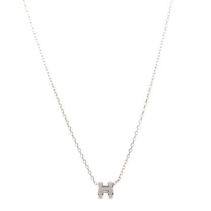 Hermes Lacquered Rose Gold Pop H Pendant Necklace Marron Glace 1 of 5