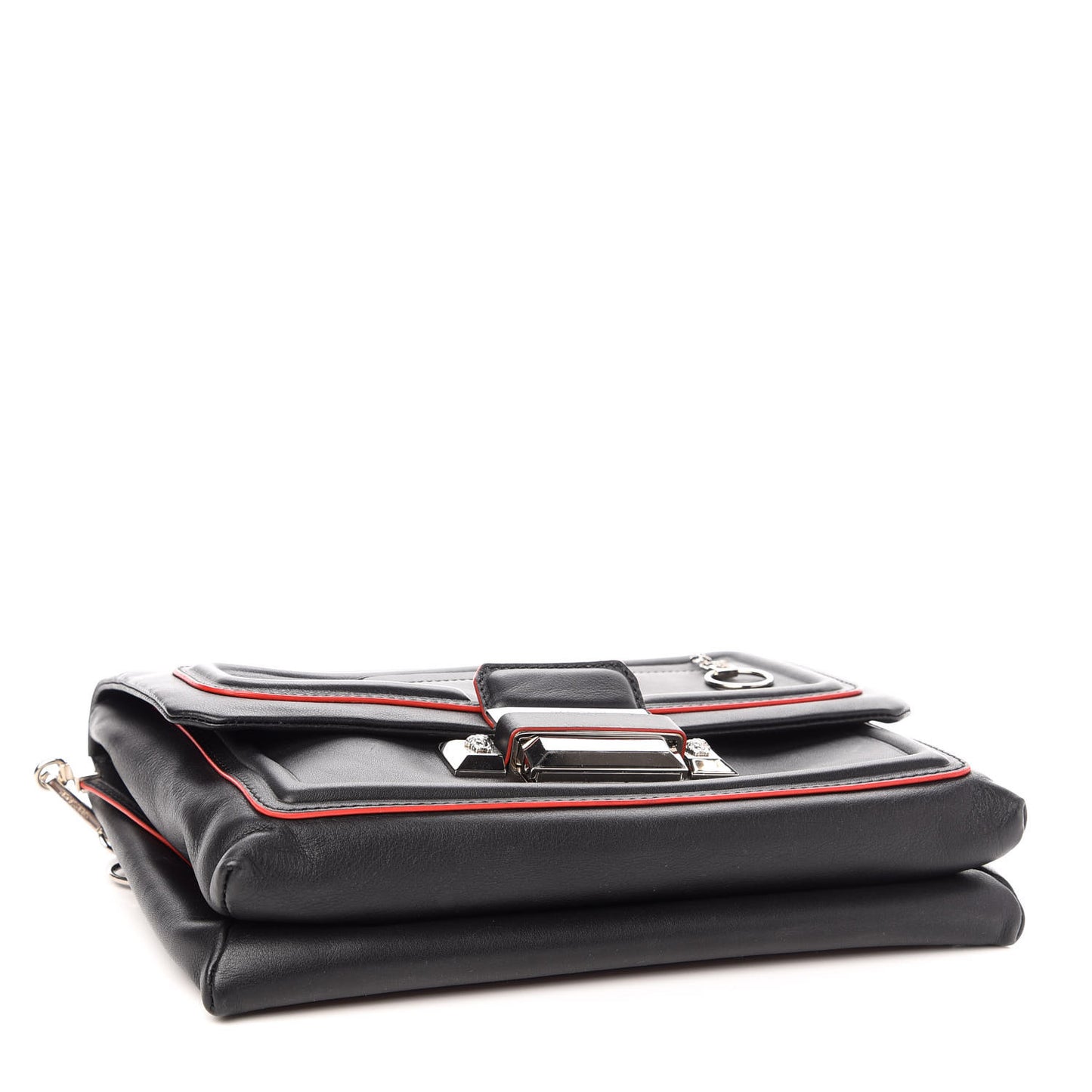 Calfskin Palazzo Shoulder Bag Black Red
