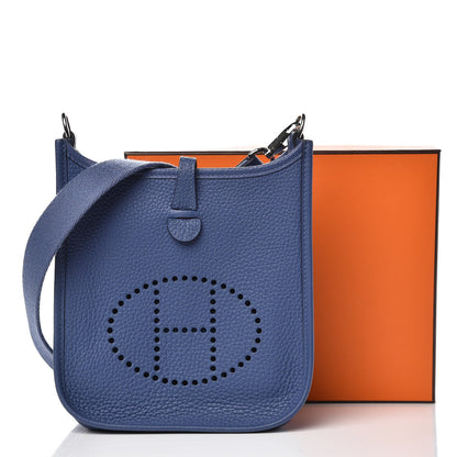 Hermes Taurillon Clemence Evelyne TPM Bleu Brighton 8 of 8