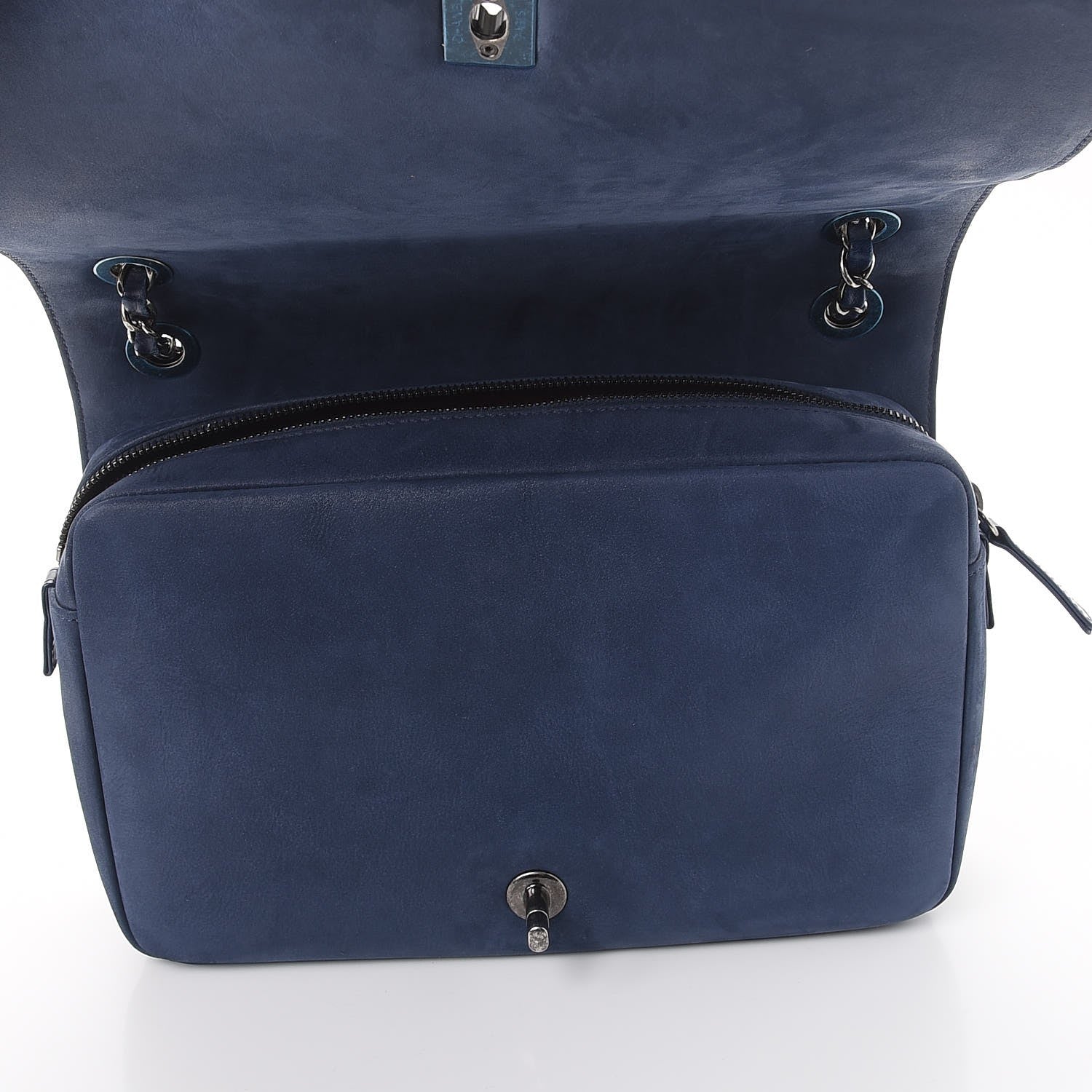 Chanel Glazed Calfskin Quilted Medium Day Trip Flap Navy 8 of 12