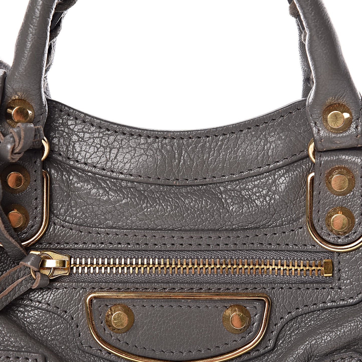 Chevre Gold Metallic Edge Hardware Mini City Gris Acier