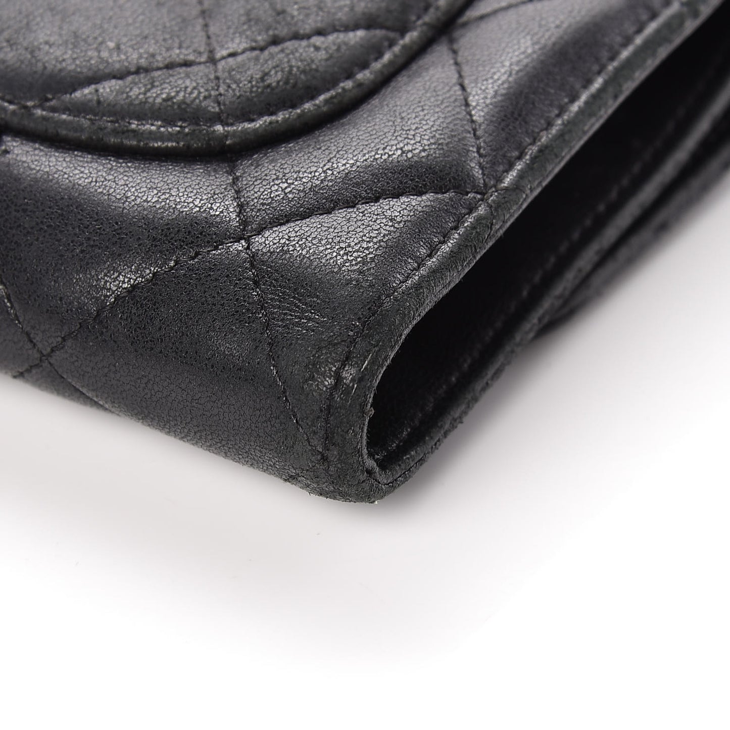 Lambskin Quilted Large Flap Wallet Black