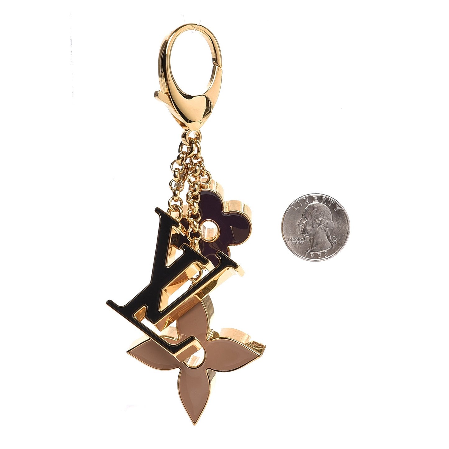 Fleur De Monogram Bag Charm Dore