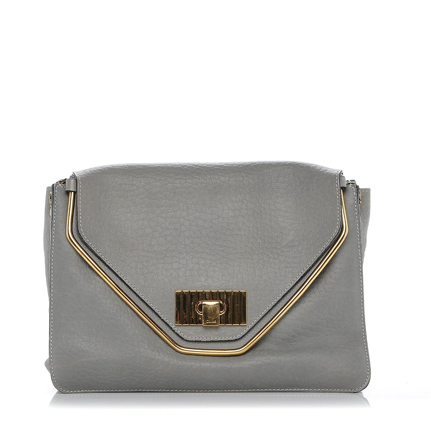 Grained Calfskin Sally Flap Bag Grey