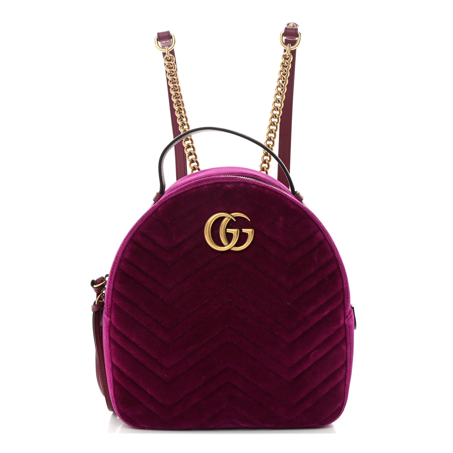 Gucci Velvet Matelasse GG Marmont Dome Backpack Fuchsia Violet Cyclamen 1 of 13