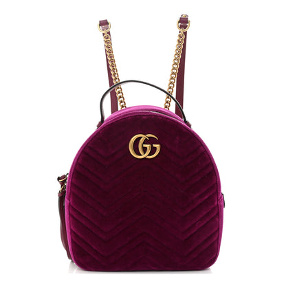 Gucci Velvet Matelasse GG Marmont Dome Backpack Fuchsia Violet Cyclamen 1 of 13