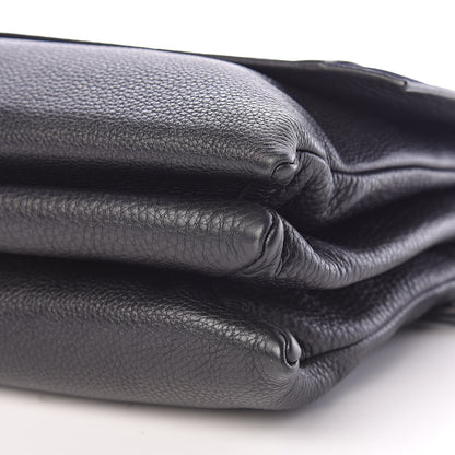 Lanvin Ostrich Calfskin Embossed Medium Sugar Flap Shoulder Bag Black Blue 14 of 14