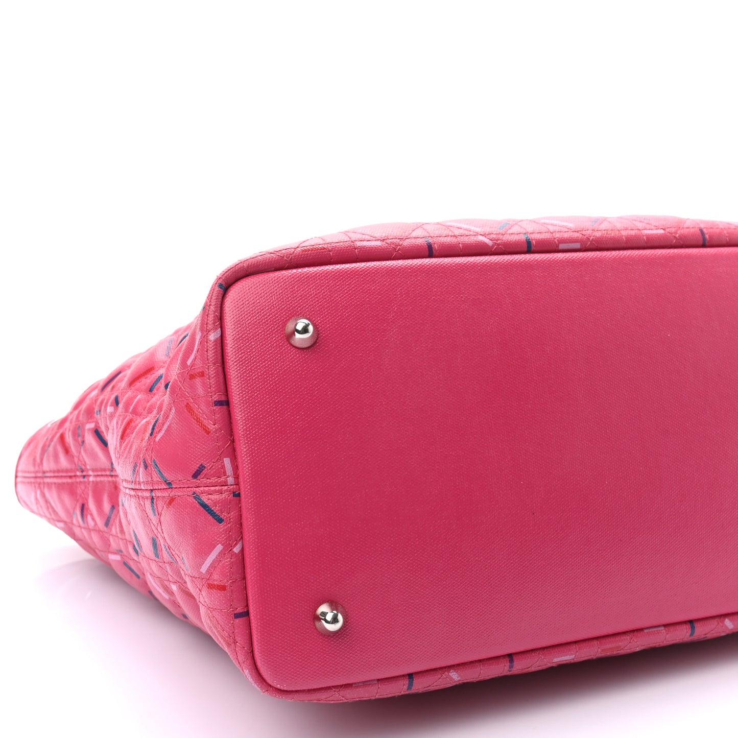 Coated Canvas Cannage Medium Panarea Tote Raspberry Multicolor