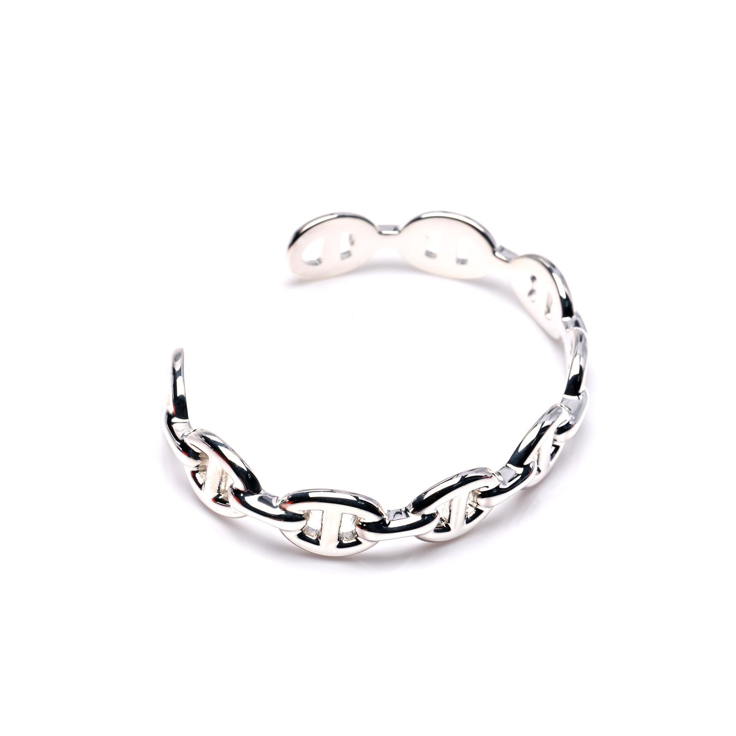 Sterling Silver MM Chaine d'Ancre Enchainee Cuff Bracelet SH