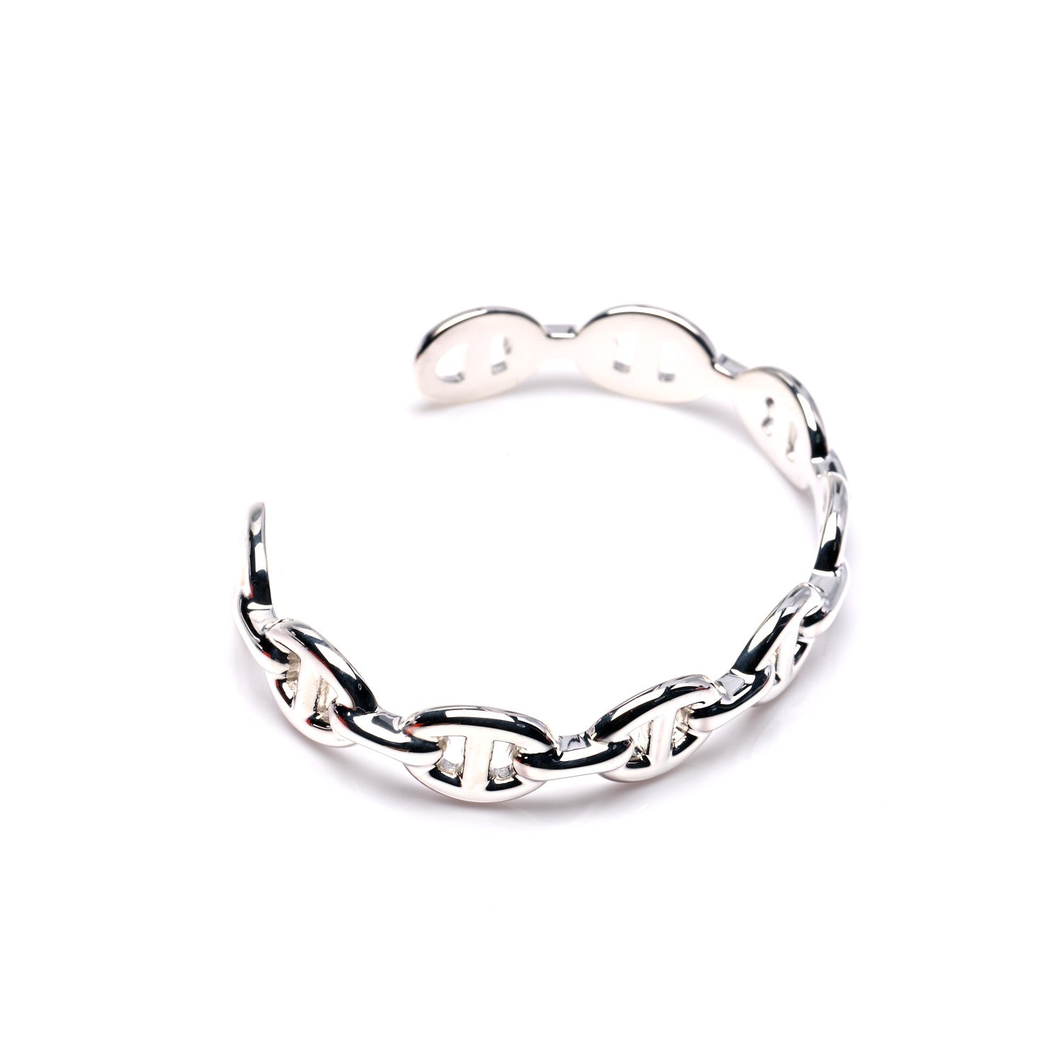 Hermes Sterling Silver MM Chaine d'Ancre Enchainee Cuff Bracelet SH 4 of 5