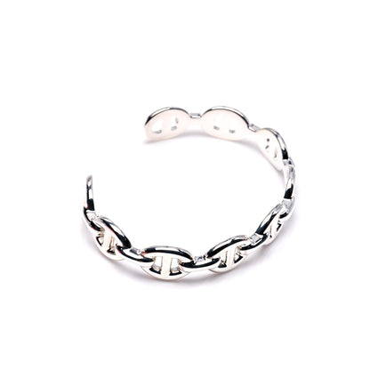 Hermes Sterling Silver MM Chaine d'Ancre Enchainee Cuff Bracelet SH 4 of 5
