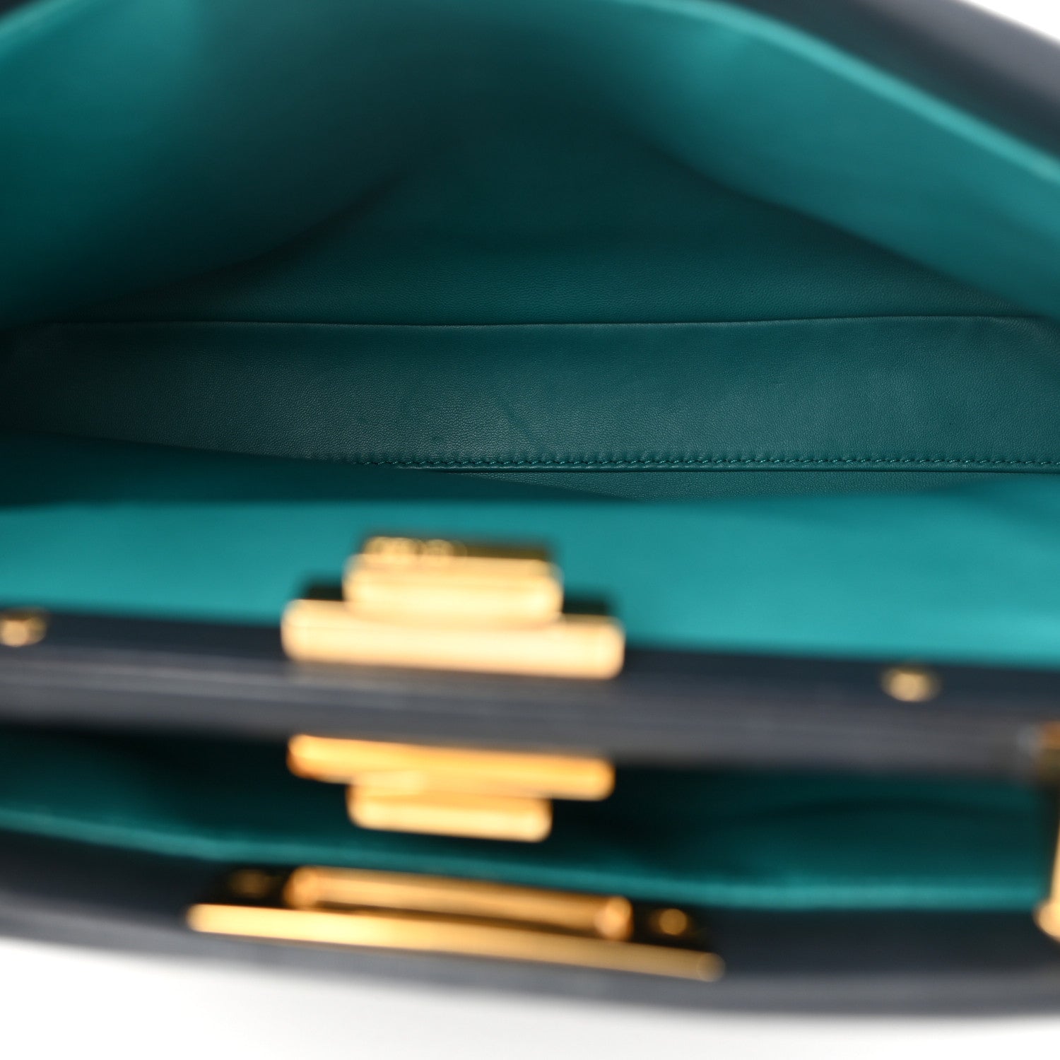 Fendi Vitello Morgan Shiny Nappa Medium Peekaboo Iconic Satchel Lavagna Lago 6 of 11