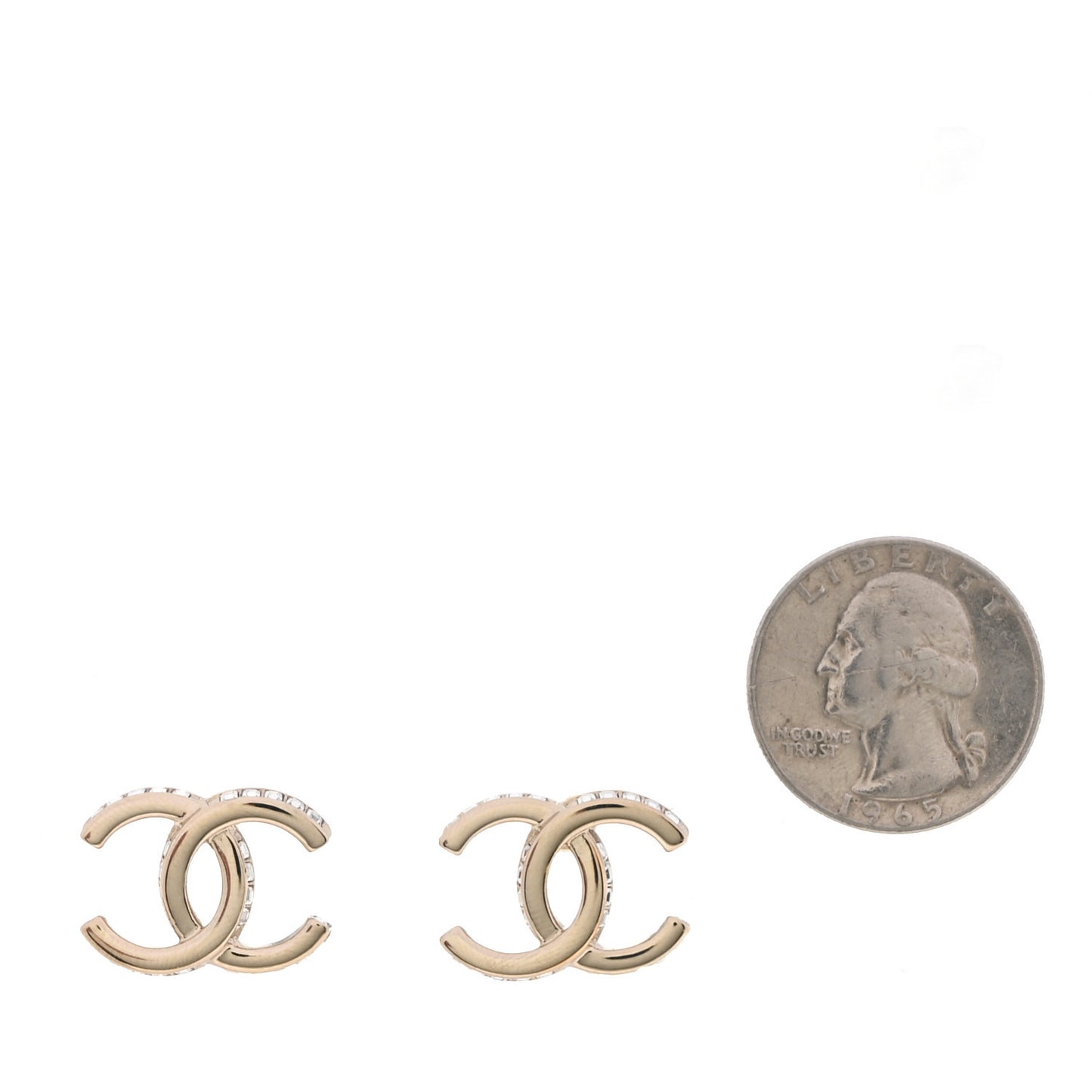 Metal Crystal CC Earrings