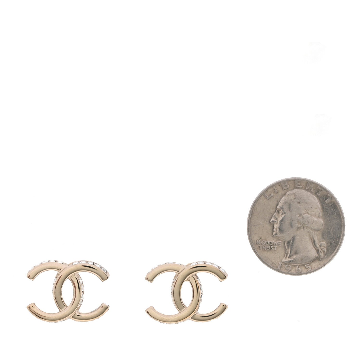 Chanel Metal Crystal CC Earrings 2 of 5