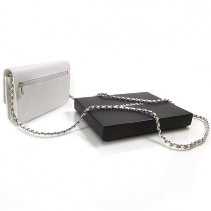 Chanel Caviar Wallet on Chain White w Silver HW 3 of 10