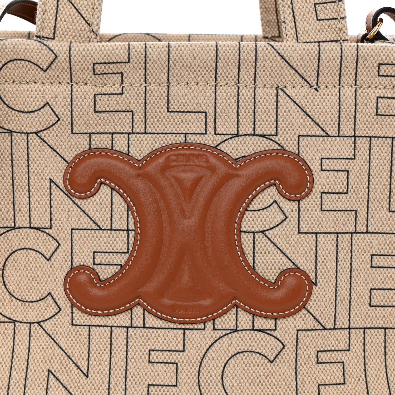 Celine Canvas Calfskin All Over Print Small Cabas Thais Natural Tan 7 of 9