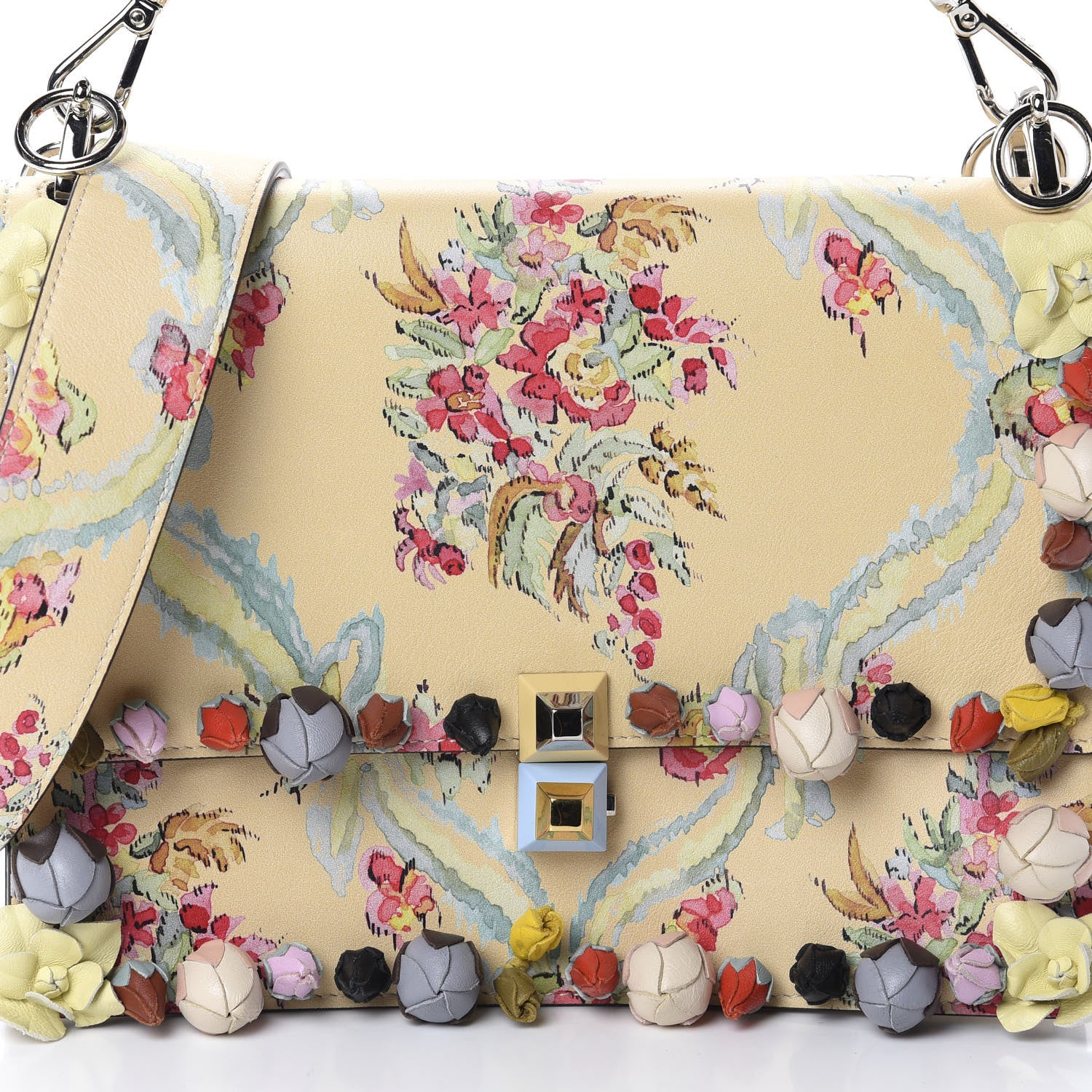 Fendi Vitello Marie Antoinette Print Rosebud Kan I Shoulder Bag Panna Multicolor 10 of 10