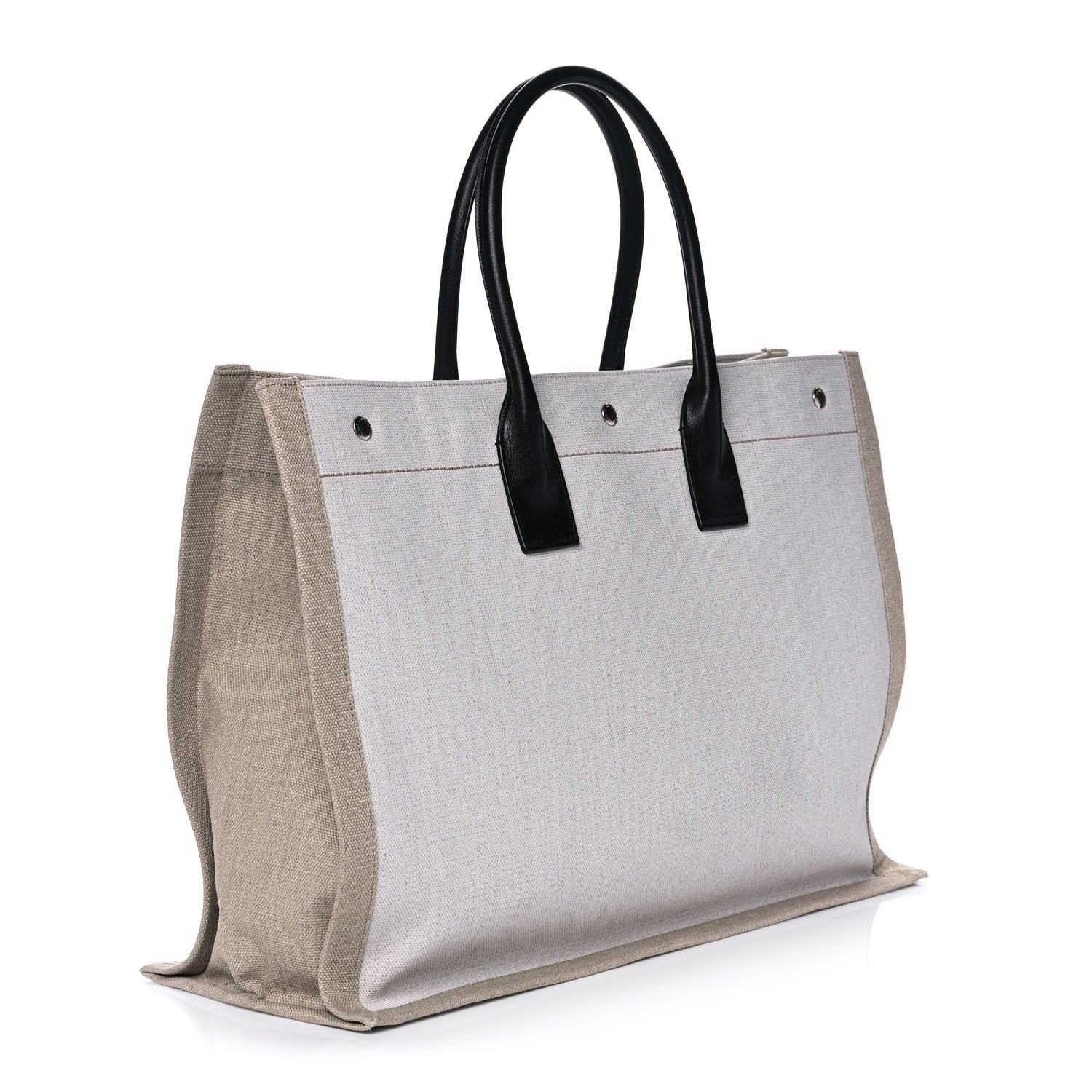 Saint Laurent Linen Calfskin Rive Gauche Tote Optic White 3 of 17