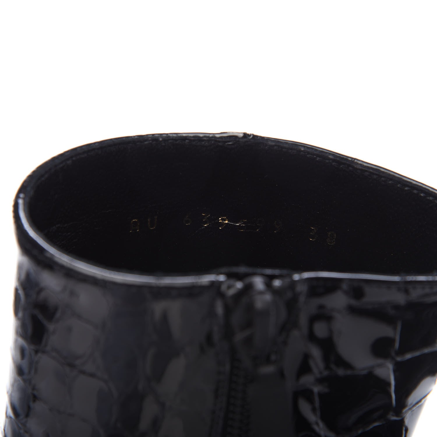 Saint Laurent Alligator Embossed Patent Calfskin Opyum 110 Ankle Boots 38 Black 7 of 8