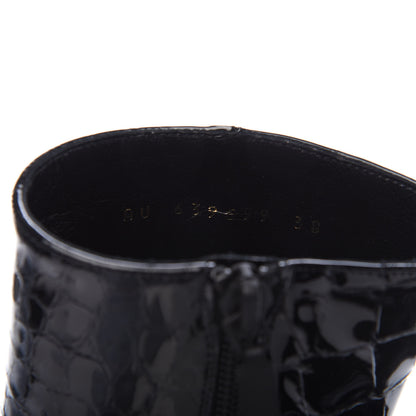 Saint Laurent Alligator Embossed Patent Calfskin Opyum 110 Ankle Boots 38 Black 7 of 8