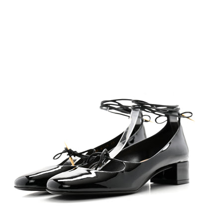Christian Dior Patent Calfskin Baby-D Ankle Ballet Flats 39 Black 3 of 8
