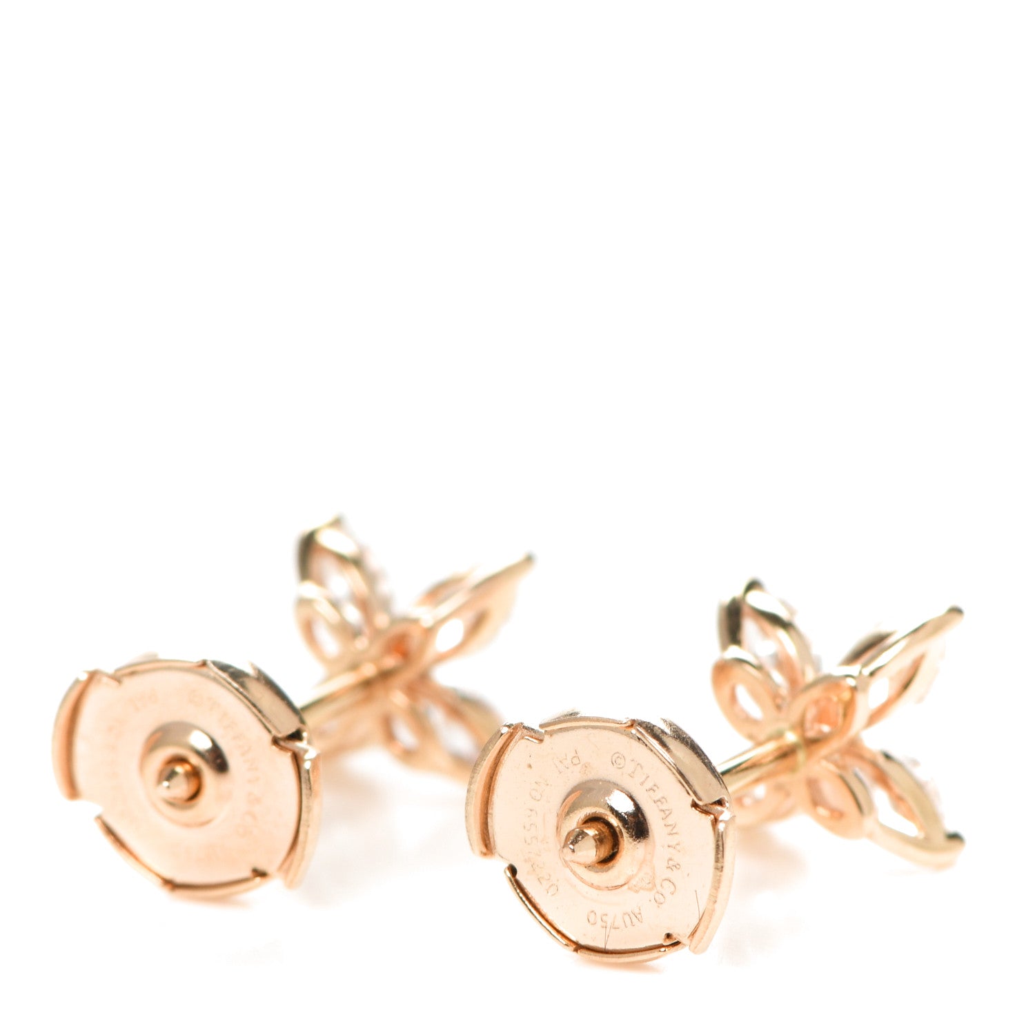 Tiffany 18K Rose Gold Diamond .64ct Small Victoria Earrings 3 of 5