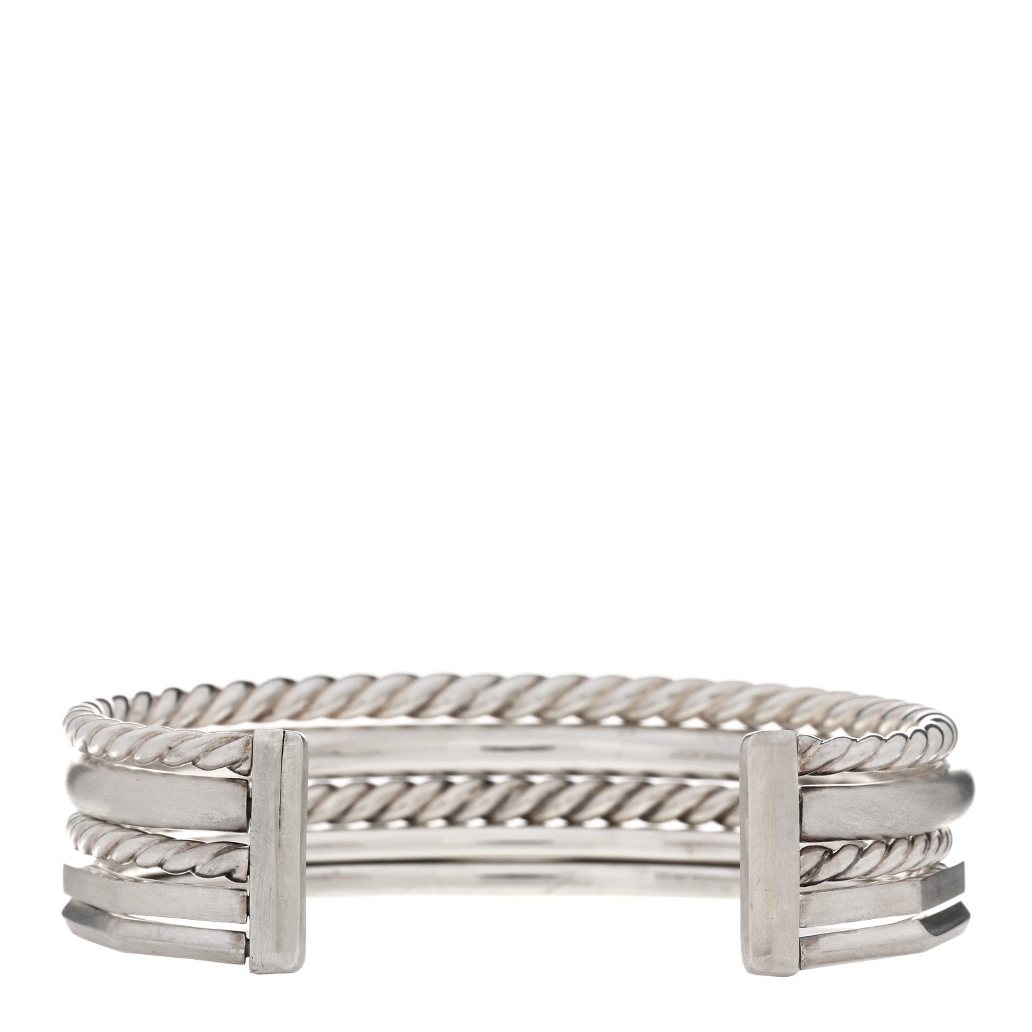 David Yurman Sterling Silver Diamond Narrow Stax Cuff Bracelet 2 of 3