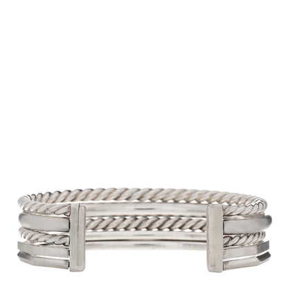 David Yurman Sterling Silver Diamond Narrow Stax Cuff Bracelet 2 of 3
