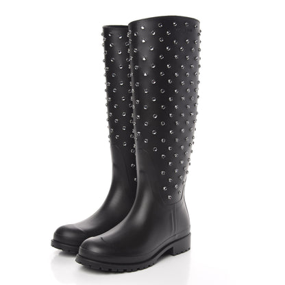 Saint Laurent Rubber Crystal Rain Boots 36 Black 3 of 8